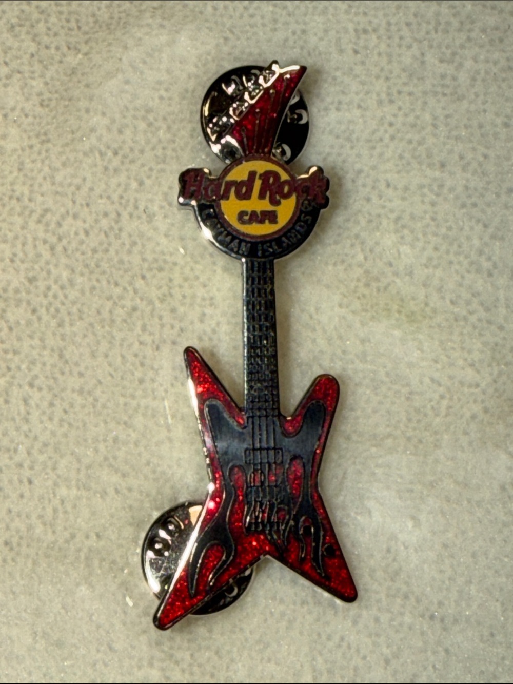 Hard Rock Cafe Cayman Islands Rock Guitar Series Red and Black Guitar Pin